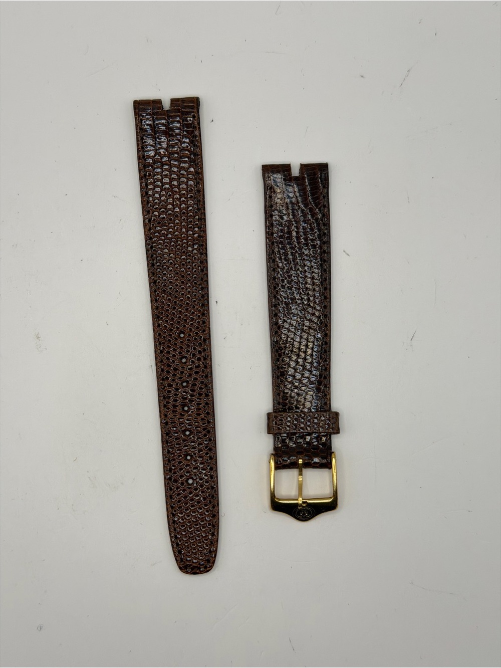 Gucci Genuine Brown Lizard Leather Watch Strap with Gold Buckle 16MM